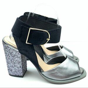 Ted Baker Thaise heels sz 41 8 10.5 silver glitter